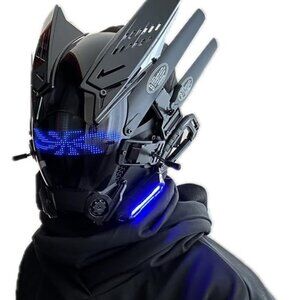 Future Farm Blue LED Cyberpunk Dreadlock Helmet 💙